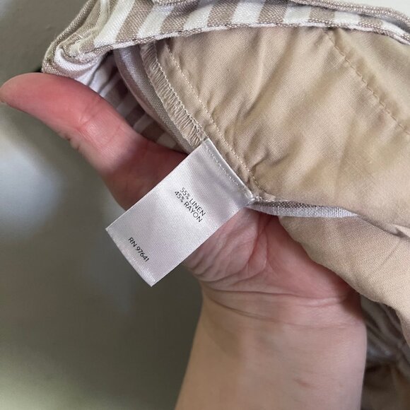 J. Jill Love Linen Women's 18 Pants Wide Leg Capri Cropped Tan Beige Striped T7 - Picture 10 of 10